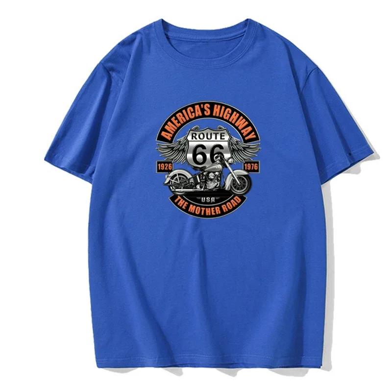 Футболки Americas Highway для мужчин с круглым воротом, 100% хлопок, футболка Route 66 Mother Road Oldschool, футболка, топы European Code