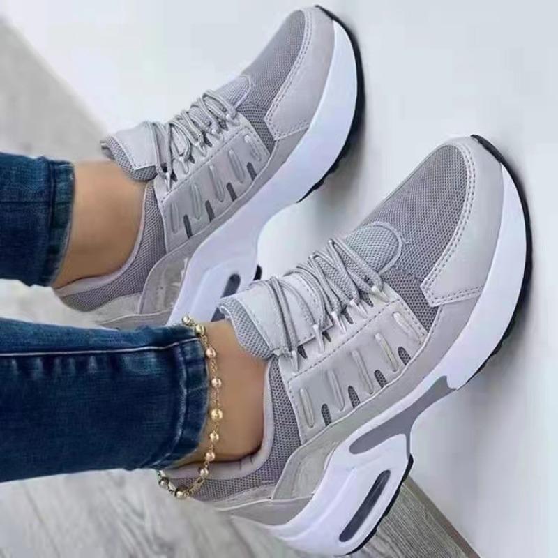 Sneakers New Fashion Wedge Platform Plus Size Casual Sports Shoes Women Lace-up Mesh Breathable Women's Vulcanized Shoes