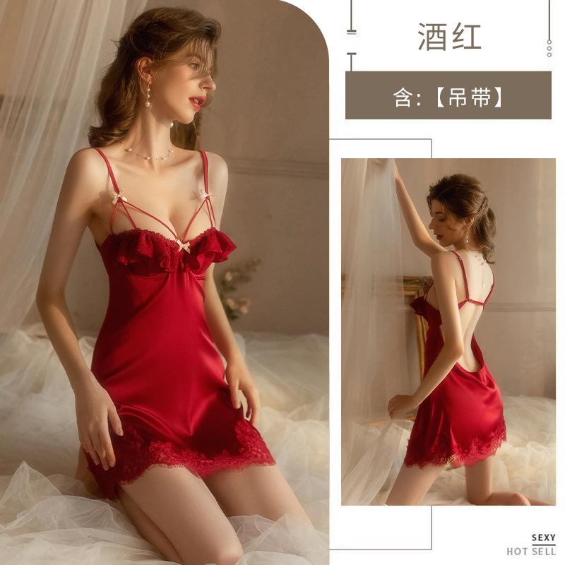 Летняя новая пижама женская тонкая кружевная кружевная аккуратная машина с нагрудной подкладкой Pure Desire ночная рубашка с подтяжками