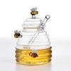 New Arrival Fancy Design Borosilicate Tempered Glass Jars Honey Bottle with Dipper