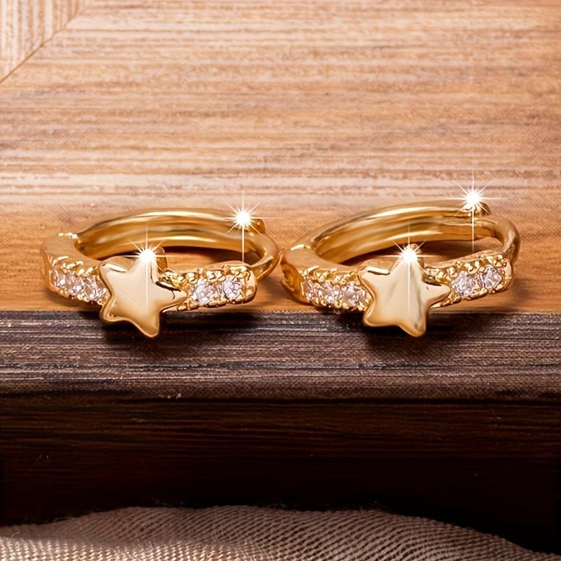 Модные серьги-кольца с кубическим цирконием для женщин, золотистого цвета, личность, панк, серьги-звезды, праздничные ювелирные аксессуары, подарки