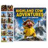 Large Grid Appointment Book 2027 Highland Cow Wall Calendar, 12-Month Adventure Themed Planner with Spiral Cute Illustration Stationery Binding, Thick