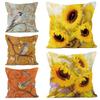 Yellow Blue Hydrangea Plant Rose Pillowcase Garden Sofa Bed Decoration Pillow Sunflower Oil Painting