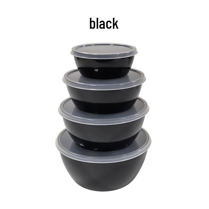 Four-Piece Fresh-Keeping Bowl Set with Lids - Round Storage for Fruits & Vegetables, Ideal for Picnics