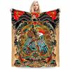 Vintage blanket with Nautical Compass, Ship, Eagle, and Skull Design blanket, suitable for use in the bedroom, living room, on the sofa