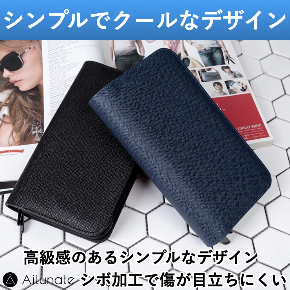 Чехол для ножниц Ailunate, Сумка для ножниц, Сумка-клатч для парикмахеров, триммеров, флористов, Компактный, Вмещает 5 ножниц, Кожа (военно-морской флот)