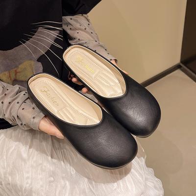 Классические милые женские балетки Летние повседневные кожаные слипоны с круглым носком Обувь для отдыха для женщин Однотонные балетки на платформе Большой размер