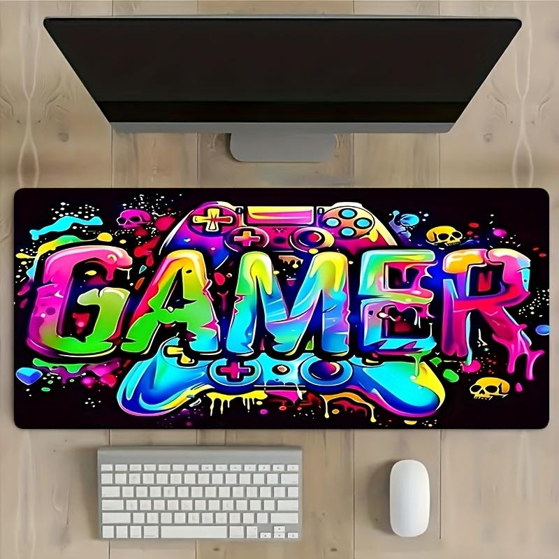 Цветная игровая консоль Настольный коврик Большой игровой коврик для мыши Нескользящая резиновая основа Прошитый край Коврики для клавиатуры Настольный ПК для офисного декора