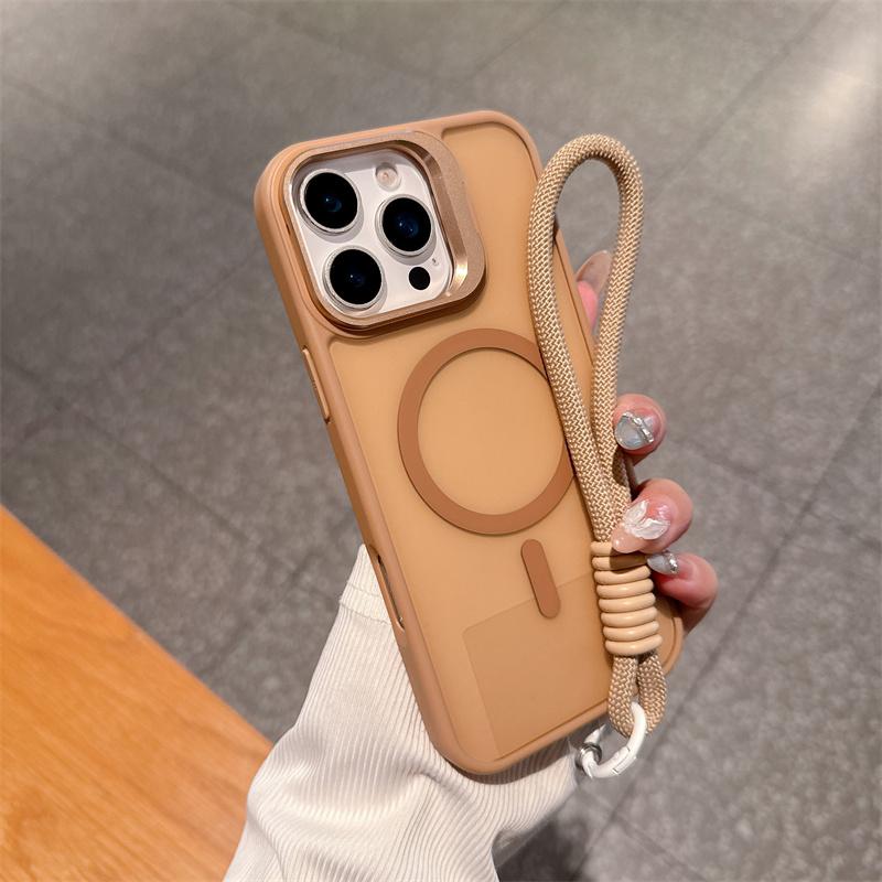 Роскошные Матовые PC Магнитные Для Magsafe Чехлы Для Apple iPhone 17 16 15 14 Plus 13 12 11 Pro Max Air Короткий Ручной Ремешок-Шнурок Чехол