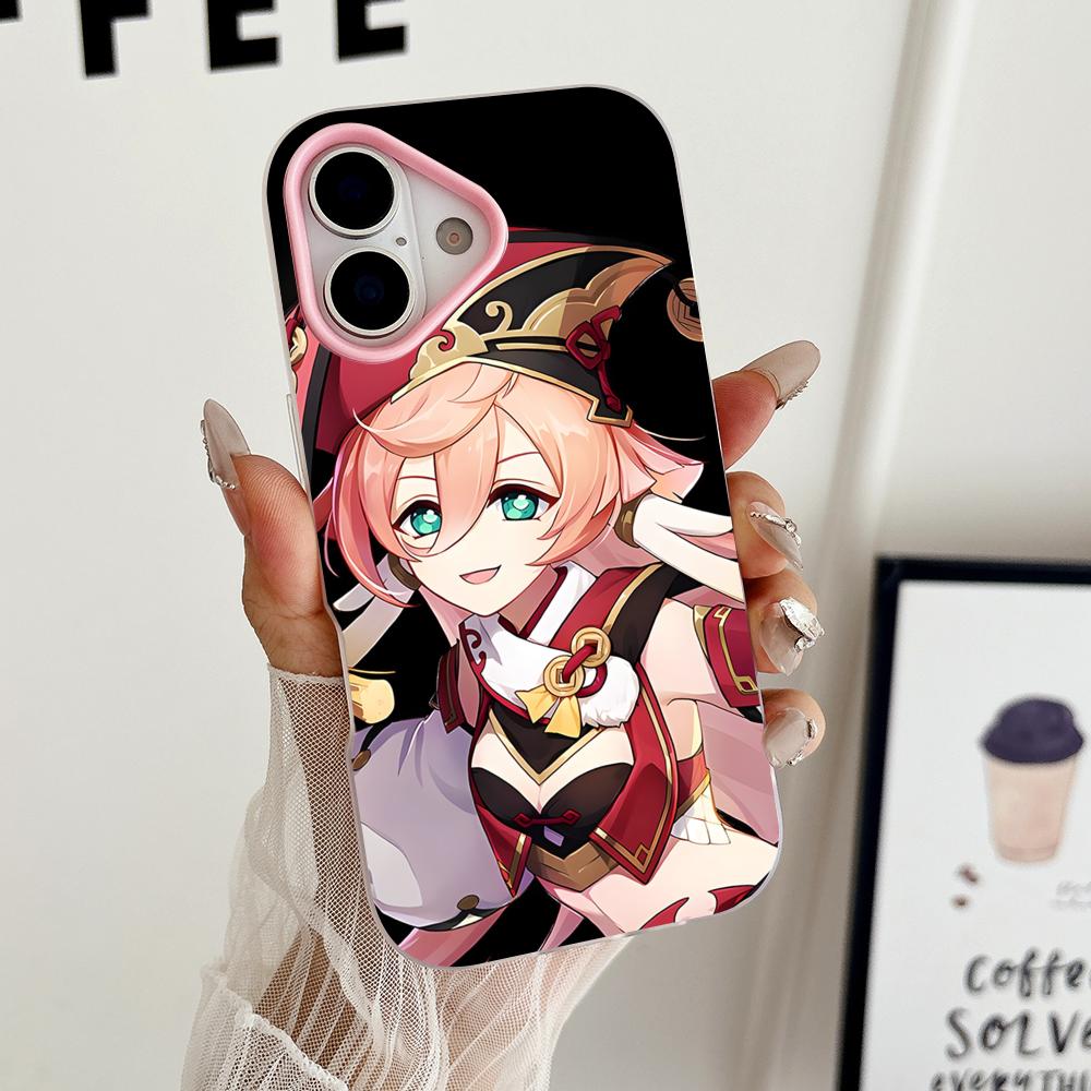 Game GI Yanfei Jelly Double layer Pink Mobile Phone Case for iPhone 17 16 15 14 13 12 11 Air Pro Max Plus Protective
