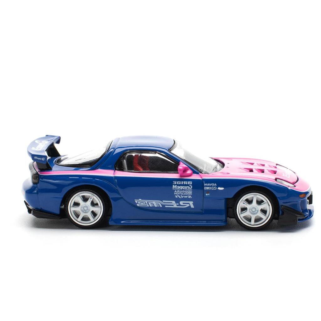 POP RACE Mazda RX7 Amemiya Сине-розовый Готовая модель PR640240 1/64 RE
