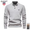 Осень и зима Новый вышитый свитер с воротником-стойкой, мужской высококачественный деловой свитер, однотонный повседневный вязаный свитер