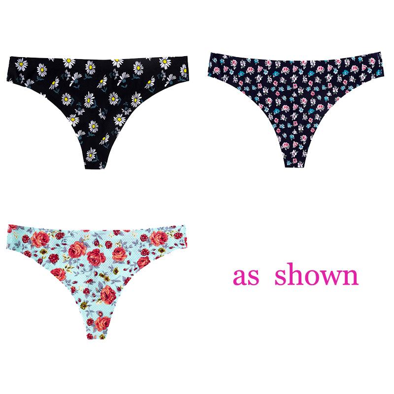 CINOON 3 шт./лот, женское сексуальное нижнее белье с цветами, соблазнительные трусики с низкой талией, стринги, дышащее нижнее белье без следов, стринги, нижнее белье