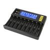 8 Slot Lithium Battery Charger with Car Adapter LCD Screen for Li Ion IMR ICR NiMH Cd 18650 21700