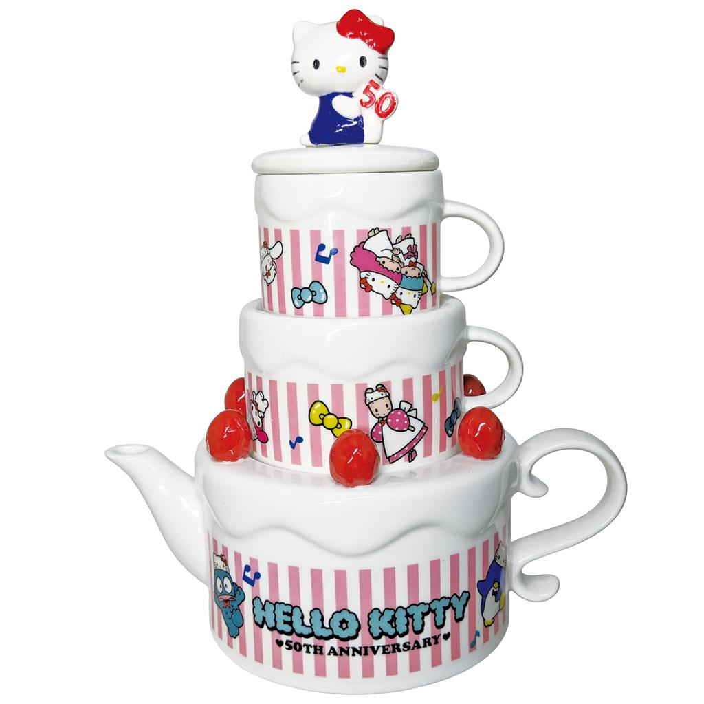 Sanrio Hello Kitty 50th Anniversary Pair Tea Set 2 Cake Mold Kitty Sanrio Goods Tableware SAN4364 (for People)