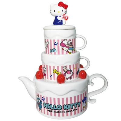 Sanrio Hello Kitty 50th Anniversary Pair Tea Set 2 Cake Mold Kitty Sanrio Goods Tableware SAN4364 (для людей)