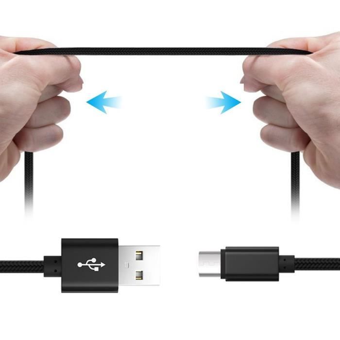 Micro USB Cable - Unspecified - Set of 3 - 2M - Black Nylon - Android Compatible