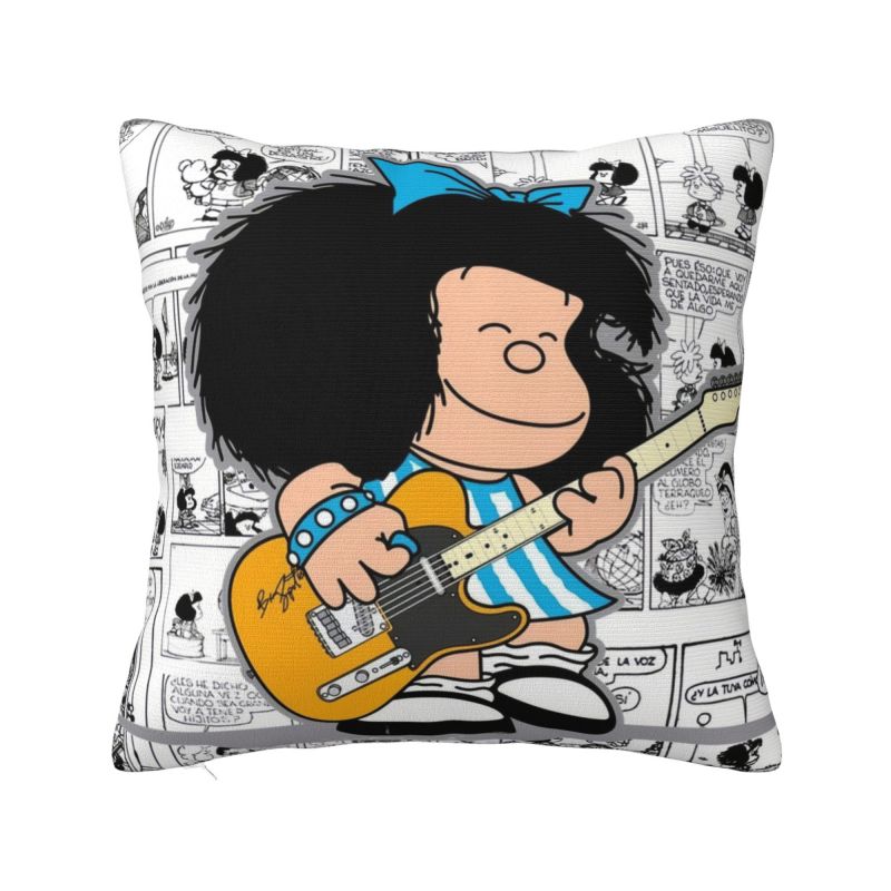 Custom Luxury Mafalda Kawaii Vintage Quino Comic Cartoon Mang Anime Cushion Cover for Sofa Polyester Throw Pillow Case Living