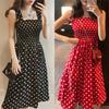 Red Inner Strap Skirt Women's Summer Long Polka Dot One-line Shoulder Dress Slimming Suspenders Base Skirt