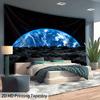 VIKAMA Moon View Earth Tapestry Blue Planet Moon Surface Living Room Sofa Backdrop Room Decor Home Furnishings