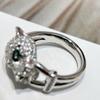 Горячий Бренд Винтажные Женские Кольца Роскошные Ювелирные Изделия Для Женщин Полностью Бриллиантовое Леопардовое Леопардовая Форма Чистое Серебро 925 Пробы Женские Кольца для Вечеринки