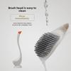 Swan Design Vertical Toilet Brush Set with Base - Practical Plastic Bathroom Accessory