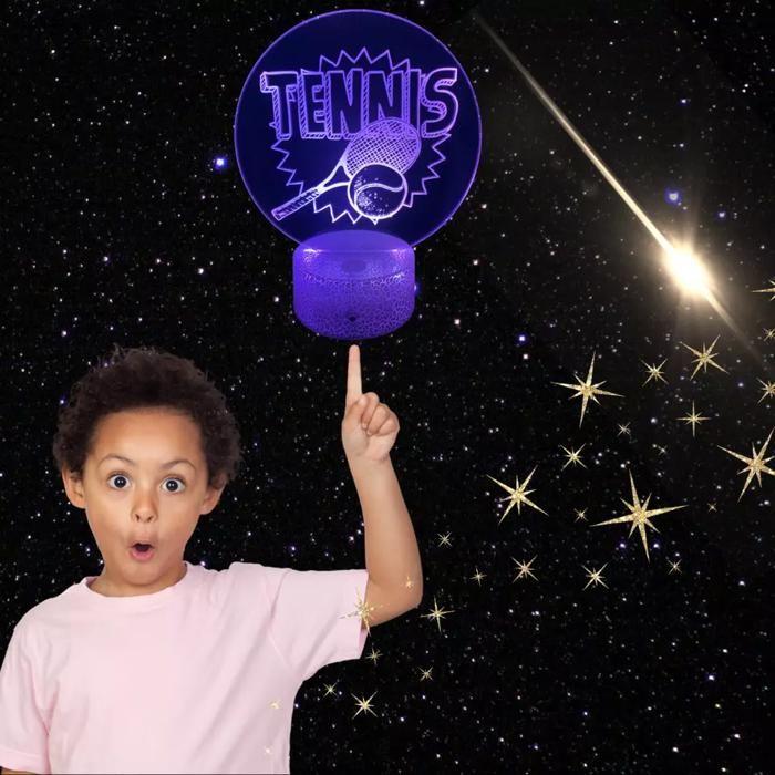 Lampe de chevet led - sport tennis - 3d - tactile - rechargeable usb - 16 couleurs