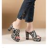 Fashion New Waterproof Platform Sandals for Women, Thick Heels, Summer Fish Mouth, Cool Slippers, Leopard Print Flip-flops