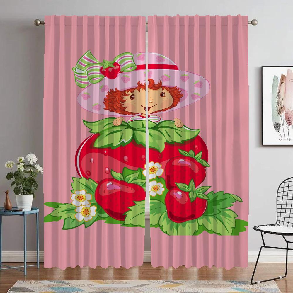 Затемняющие шторы для камеры Strawberry Shortcake Window Curtain для комнаты 2 Panel Home Interior Curtains Shades Partition Living