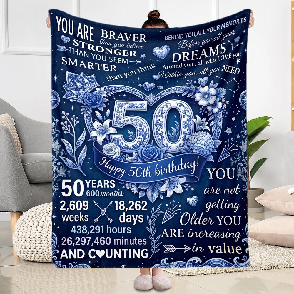 50th Anniversary Celebration Blanket Ultra-Soft Perfect for Sofa Livingroom Bedding All-Season Use Warmthful Decor