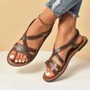Fashion Women's Shoes 2024 High Quality Plus Size Women's Sandals Fashion Elastic Band Casual Sandals Women New Peep Toe Flat Sandals
