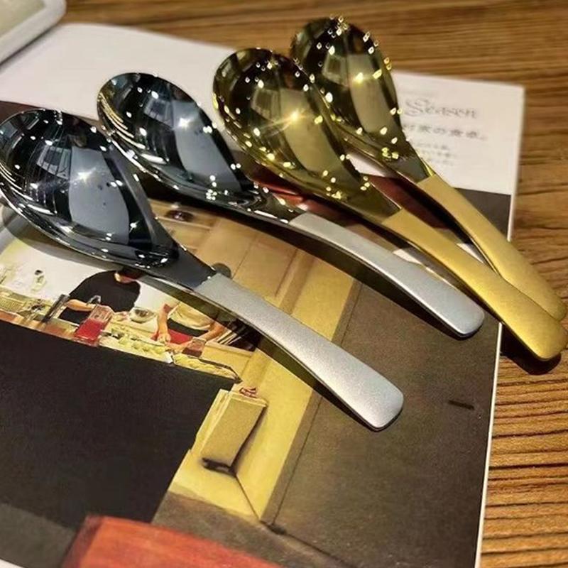 Китайская ложка из нержавеющей стали Утолщенная ложка Эрла Зеркальная полировка Столовые приборы Отельная глубокая ложка для супа Домашняя ложка с круглым дном