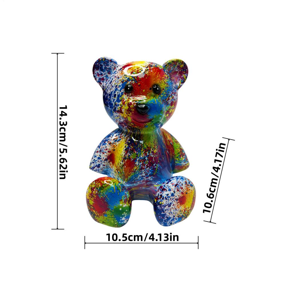 Desk Statue Resin Sitting Bear Sculpture Trendy Miniature Doll Home Decoration For Garden Holiday Furnishing Dorm Cabinet