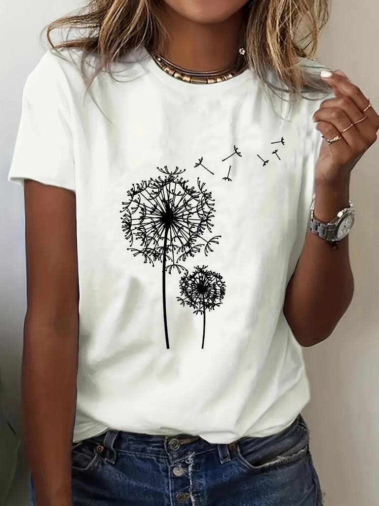 Women's White Graphic T-Shirt Breathable Everyday Casual Tee for Women Everyday Essential Top Women's Harajuku Sleeve Casual