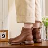Thick And Warm Cotton Shoes Women's Winter Genuine Leather Anti Slip Low Heel Plush Short Boots