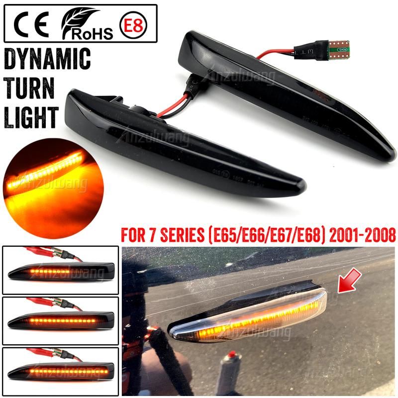 For BMW 7 Series (E65/E66/E67/E68) 2001-2008 63137164757 Car Fender Side Marker Repeater Lights Dynamic LED Turn Signal Lamp