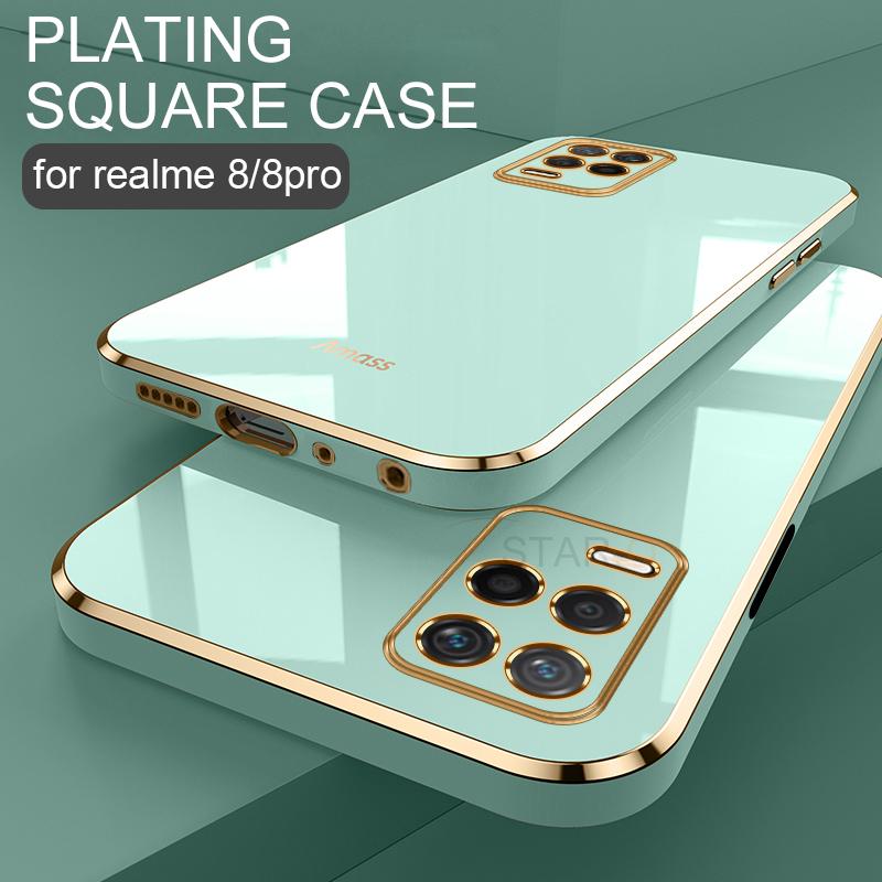 Роскошный чехол для телефона с золотой рамкой и покрытием для Oppo Realme 8 Pro 4g Realme8 8pro, мягкий силиконовый чехол-накладка из ТПУ