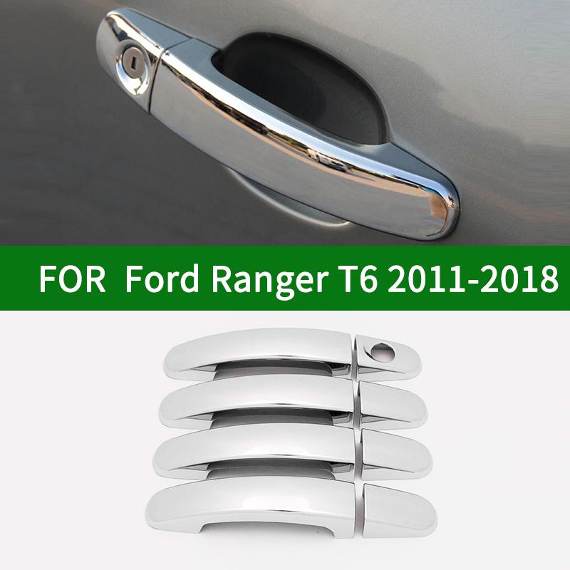 Для Ford Ranger T6 2011- 2018 Аксессуар блестящие хромированные серебристые накладки на ручки боковых дверей автомобиля Отделка 2012 2013 2014 2015 2016 2017