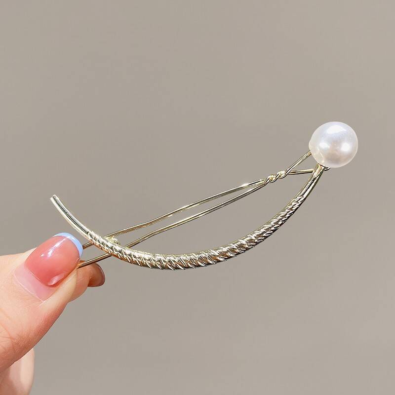 1 шт. Простая металлическая золотистая серебристая заколка-краб для волос с жемчугом, элегантная женственная заколка-твист для волос, заколка-акула, украшение для волос, ювелирное изделие, подарок