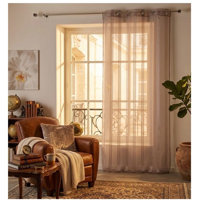 Voilage a rayures 140 x 260 cm Bandas noisette