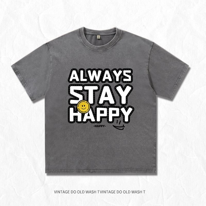 Men Women Summer Washed Vintage T-Shirts Street Hip Hop T Shirt Harajuku Casual Short Sleeve Wash Cotton Tee Tops