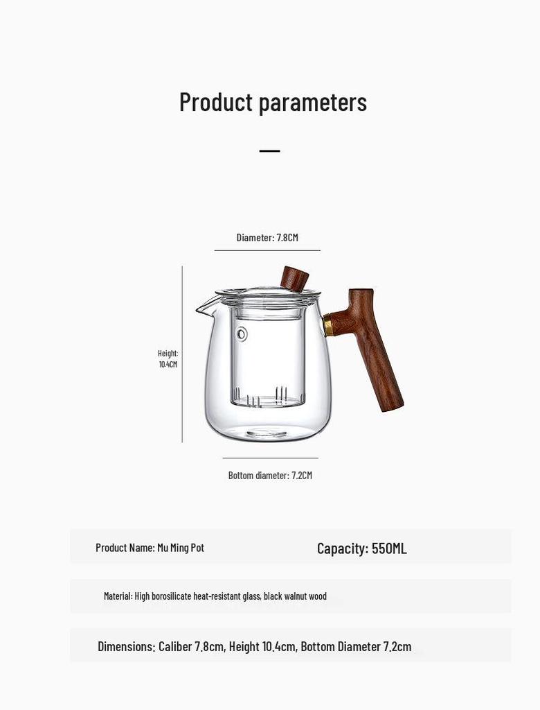 Thickened Glass Teapot Set with High-Temperature Resistant Infuser for Flower Tea