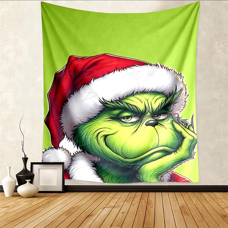 Grinch Gifts Pattern Tapestry Wall Hanging Boho Aesthetic Wall Blanket For Bedroom Living Room Dorm Home Wall Decor 1012466