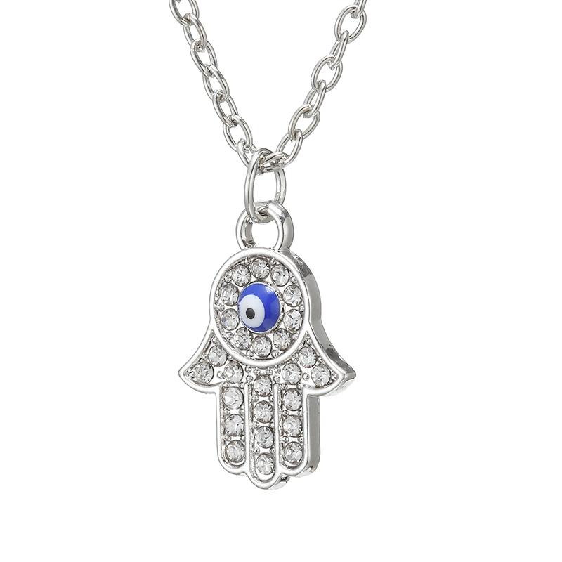 Модные турецкие ожерелья с кристаллами Хамса и Фатимы для женщин и мужчин, кулон от сглаза, золотая длинная цепочка на ключицы, счастливые ювелирные изделия