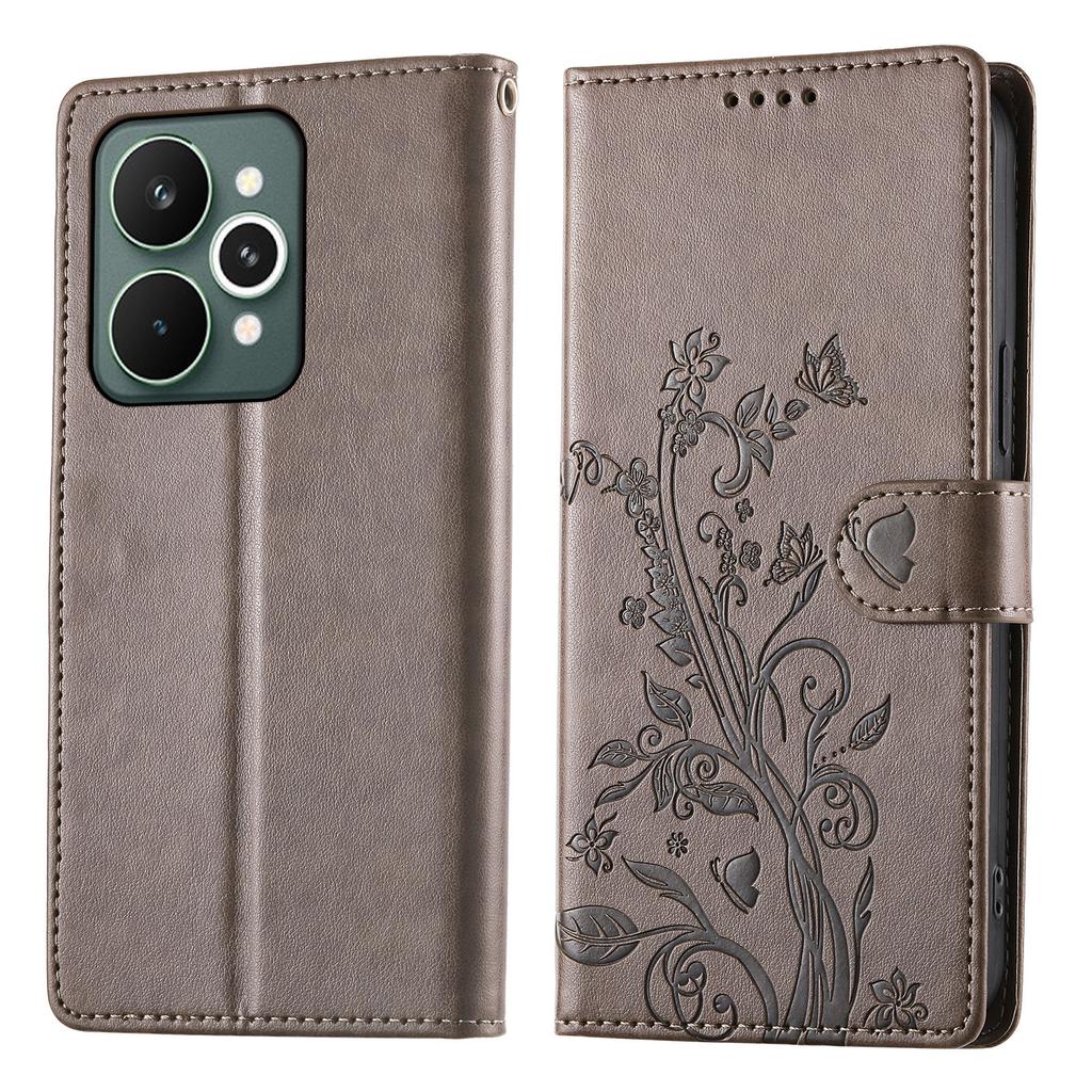 For Realme 15 Pro 5G/15 5G Wallet Case Butterfly Floral Imprint PU Leather Phone Cover with Wrist Strap