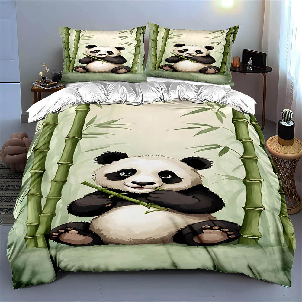 Panda bamboo design. Bedding Duvet cover sets Duvet covers Pillowcases gifts (1 * Duvet Cover 2 * Pillowcases, without duvet insert)