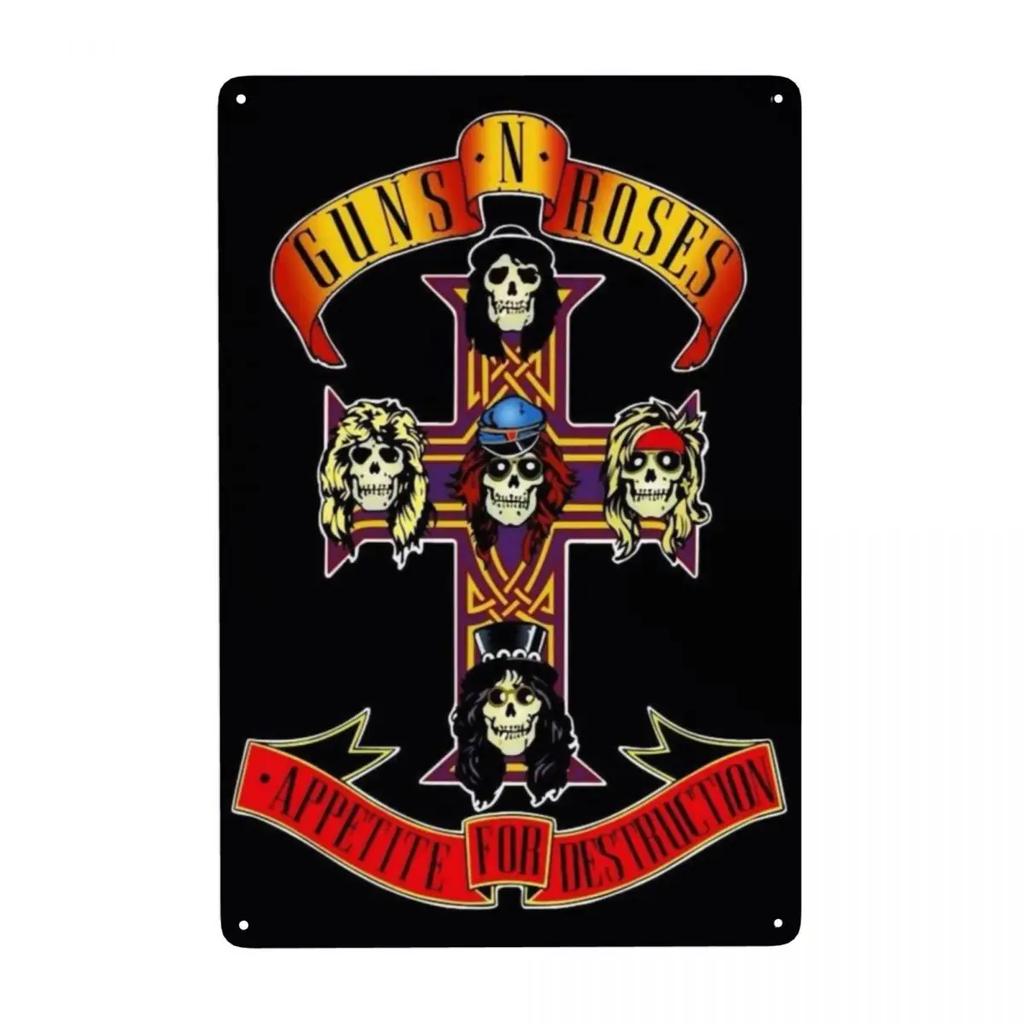 Индивидуальный Логотип Guns N Rose Тяжелый Металл Металлическая Вывеска Жестяные Декоративные Знаки Табличка Офис Магазин Пабы Клуб Мужская Берлога Бар Настенный Декор Искусство