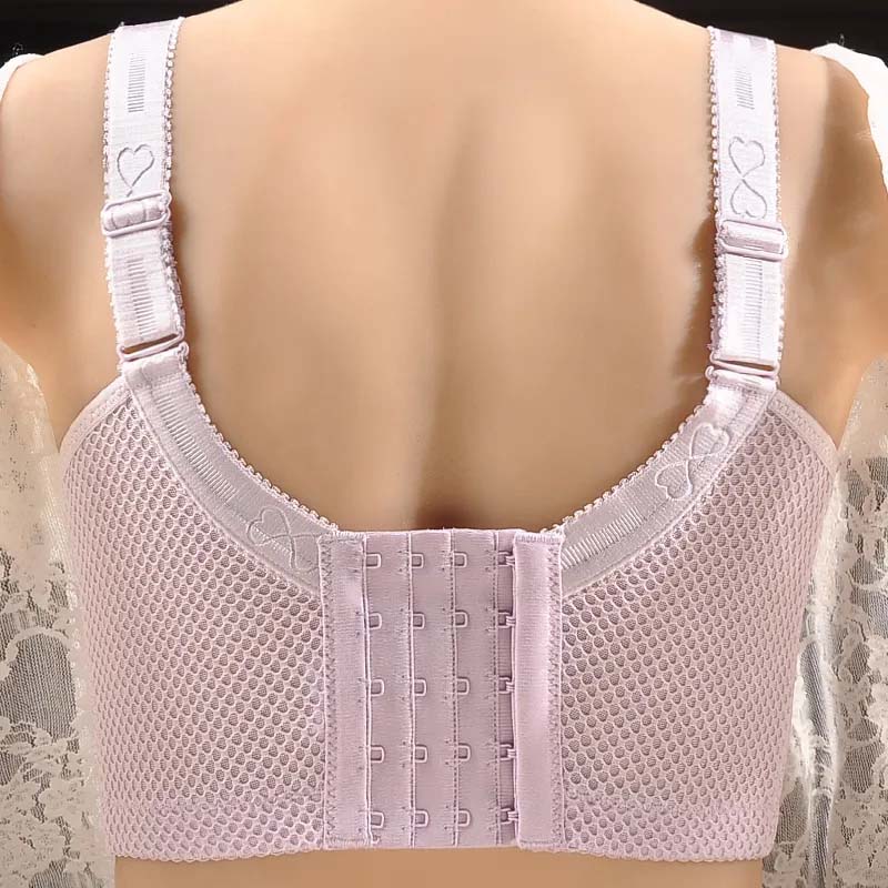 C-E Large Size Breast Thin No Steel Ring Without Sponge Gathered A Pair of Milk Underwear Women's Breathable Anti -light Full Cup Lace Lace Decoration