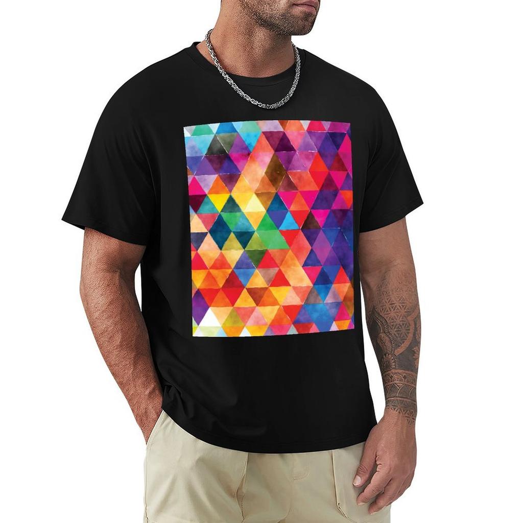 Watercolor Triangles Pattern Bright Colors TShirt Funny tshirt affliction shirts heavyweight t shirts for men