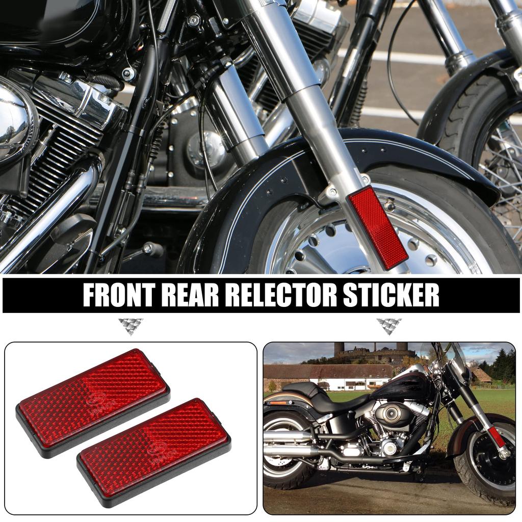 uxcell 2pcs Front Lower Fork Reflector Sticker Rear Saddlebag Side Visibility Reflector Stripe Kit Universal Red